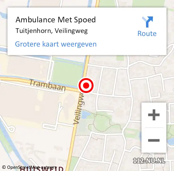 Locatie op kaart van de 112 melding: Ambulance Met Spoed Naar Tuitjenhorn, Veilingweg op 3 augustus 2022 14:50