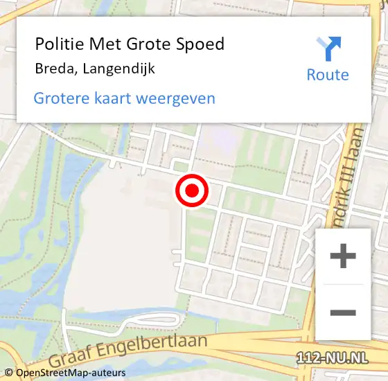 Locatie op kaart van de 112 melding: Politie Met Grote Spoed Naar Breda, Langendijk op 3 augustus 2022 14:51