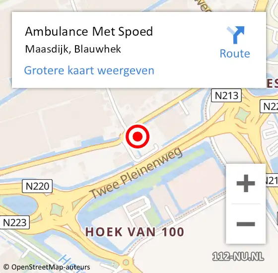 Locatie op kaart van de 112 melding: Ambulance Met Spoed Naar Maasdijk, Blauwhek op 3 augustus 2022 15:18