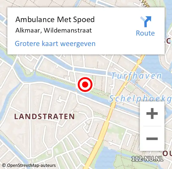 Locatie op kaart van de 112 melding: Ambulance Met Spoed Naar Alkmaar, Wildemanstraat op 3 augustus 2022 17:05
