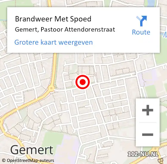 Locatie op kaart van de 112 melding: Brandweer Met Spoed Naar Gemert, Pastoor Attendorenstraat op 3 augustus 2022 17:07