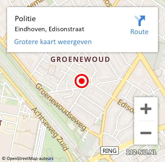 Locatie op kaart van de 112 melding: Politie Eindhoven, Edisonstraat op 3 augustus 2022 20:36