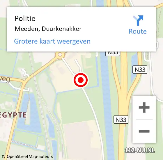Locatie op kaart van de 112 melding: Politie Meeden, Duurkenakker op 3 augustus 2022 21:15