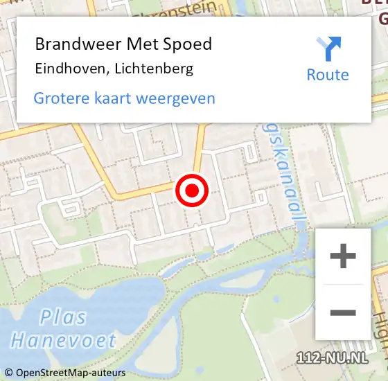 Locatie op kaart van de 112 melding: Brandweer Met Spoed Naar Eindhoven, Lichtenberg op 3 augustus 2022 21:24