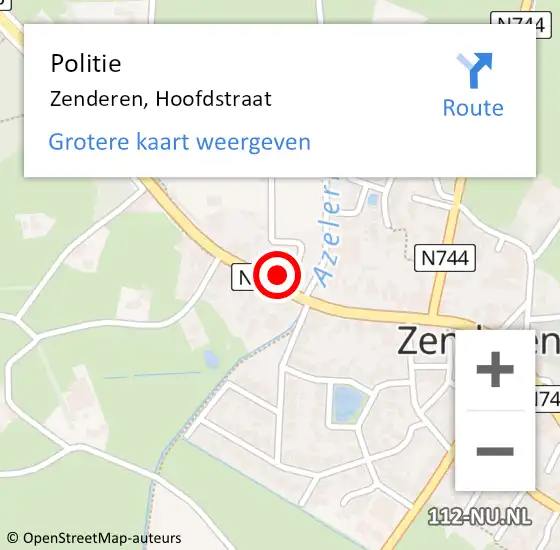 Locatie op kaart van de 112 melding: Politie Zenderen, Hoofdstraat op 3 augustus 2022 23:08