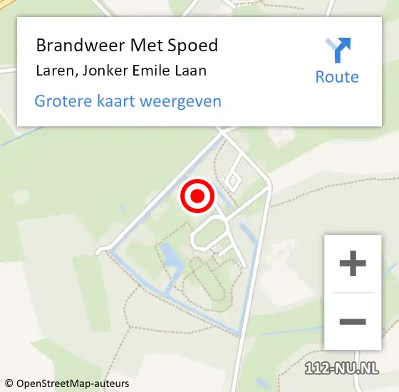 Locatie op kaart van de 112 melding: Brandweer Met Spoed Naar Laren, Jonker Emile Laan op 4 augustus 2022 02:40