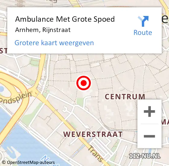 Locatie op kaart van de 112 melding: Ambulance Met Grote Spoed Naar Arnhem, Rijnstraat op 4 augustus 2022 05:06
