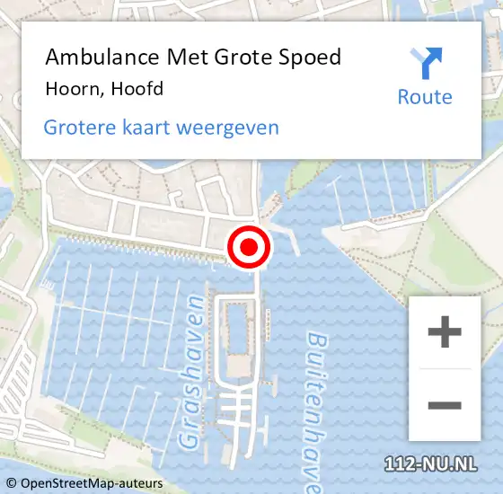 Locatie op kaart van de 112 melding: Ambulance Met Grote Spoed Naar Hoorn, Hoofd op 4 augustus 2022 07:09