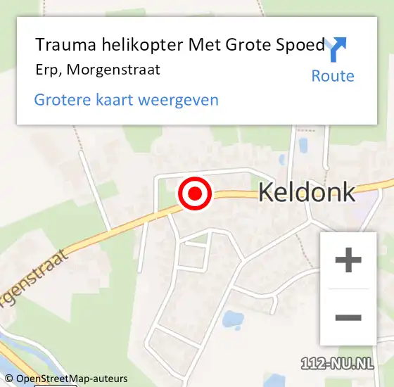 Locatie op kaart van de 112 melding: Trauma helikopter Met Grote Spoed Naar Erp, Morgenstraat op 4 augustus 2022 09:37