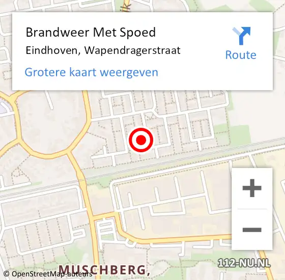Locatie op kaart van de 112 melding: Brandweer Met Spoed Naar Eindhoven, Wapendragerstraat op 4 augustus 2022 11:43