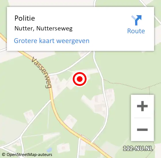 Locatie op kaart van de 112 melding: Politie Nutter, Nutterseweg op 4 augustus 2022 11:54