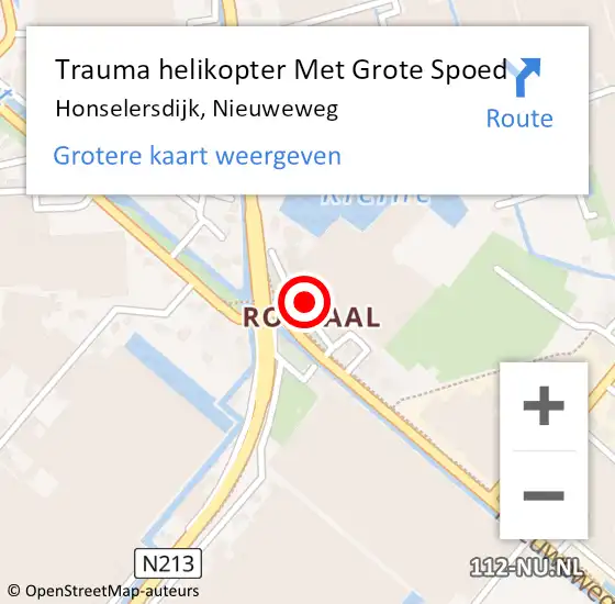 Locatie op kaart van de 112 melding: Trauma helikopter Met Grote Spoed Naar Honselersdijk, Nieuweweg op 4 augustus 2022 13:46