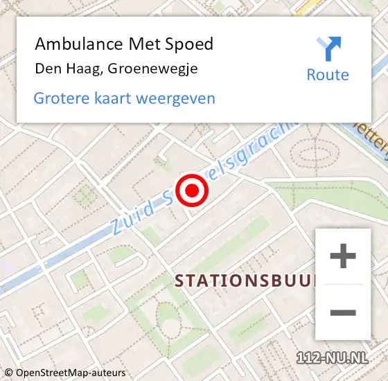 Locatie op kaart van de 112 melding: Ambulance Met Spoed Naar Den Haag, Groenewegje op 4 augustus 2022 13:48