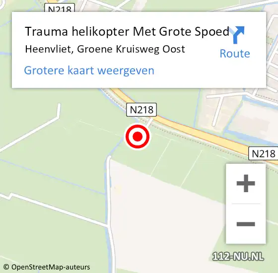 Locatie op kaart van de 112 melding: Trauma helikopter Met Grote Spoed Naar Heenvliet, Groene Kruisweg Oost op 4 augustus 2022 14:16