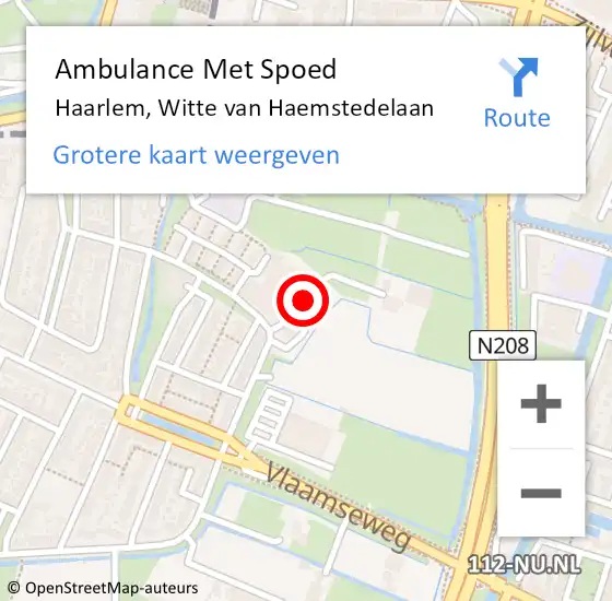 Locatie op kaart van de 112 melding: Ambulance Met Spoed Naar Haarlem, Witte van Haemstedelaan op 4 augustus 2022 15:21