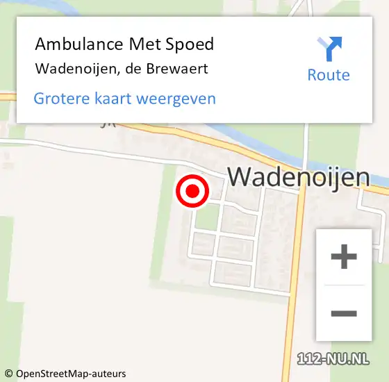 Locatie op kaart van de 112 melding: Ambulance Met Spoed Naar Wadenoijen, de Brewaert op 4 augustus 2022 16:32