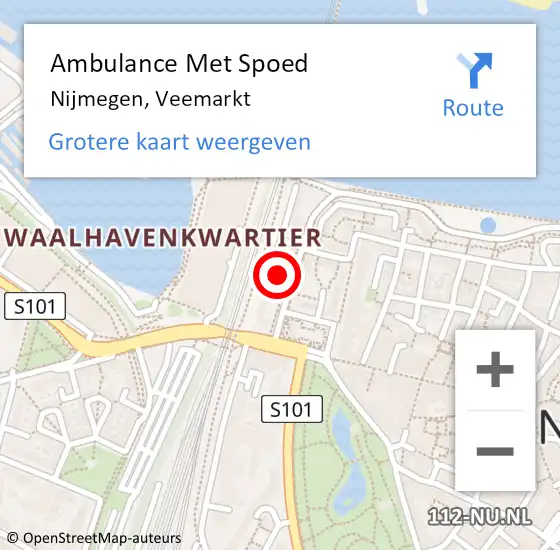 Locatie op kaart van de 112 melding: Ambulance Met Spoed Naar Nijmegen, Veemarkt op 4 augustus 2022 17:00