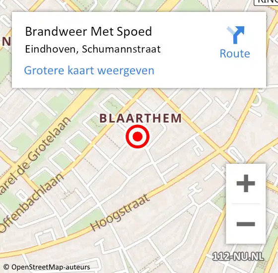 Locatie op kaart van de 112 melding: Brandweer Met Spoed Naar Eindhoven, Schumannstraat op 4 augustus 2022 17:03