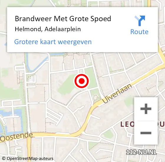 Locatie op kaart van de 112 melding: Brandweer Met Grote Spoed Naar Helmond, Adelaarplein op 4 augustus 2022 17:56