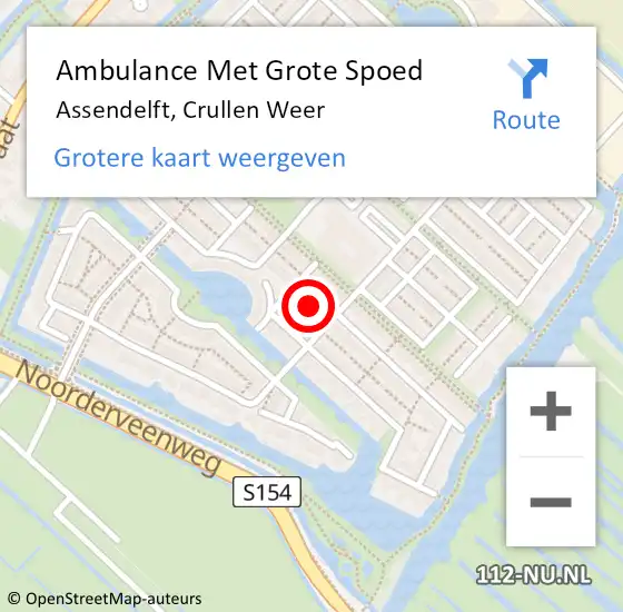Locatie op kaart van de 112 melding: Ambulance Met Grote Spoed Naar Assendelft, Crullen Weer op 4 augustus 2022 19:03