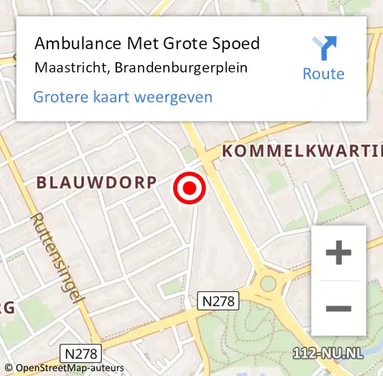 Locatie op kaart van de 112 melding: Ambulance Met Grote Spoed Naar Maastricht, Brandenburgerplein op 25 juli 2014 11:18