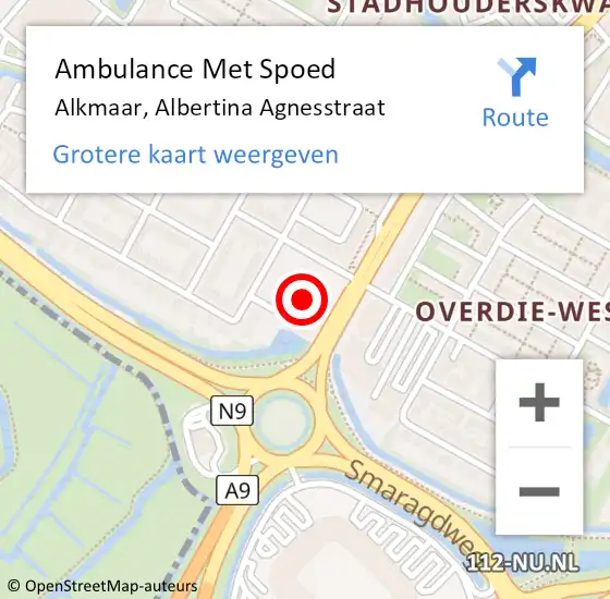 Locatie op kaart van de 112 melding: Ambulance Met Spoed Naar Alkmaar, Albertina Agnesstraat op 4 augustus 2022 19:19