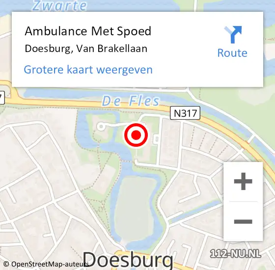 Locatie op kaart van de 112 melding: Ambulance Met Spoed Naar Doesburg, Van Brakellaan op 4 augustus 2022 19:54