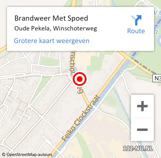 Locatie op kaart van de 112 melding: Brandweer Met Spoed Naar Oude Pekela, Winschoterweg op 4 augustus 2022 20:42