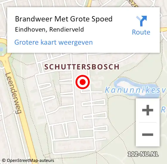 Locatie op kaart van de 112 melding: Brandweer Met Grote Spoed Naar Eindhoven, Rendierveld op 4 augustus 2022 22:35