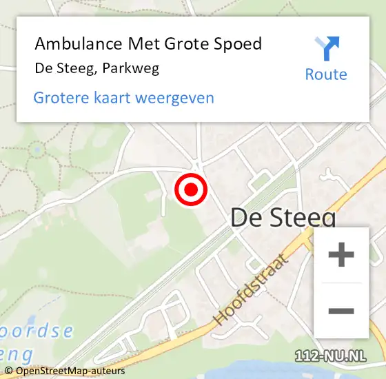 Locatie op kaart van de 112 melding: Ambulance Met Grote Spoed Naar De Steeg, Parkweg op 5 augustus 2022 05:00