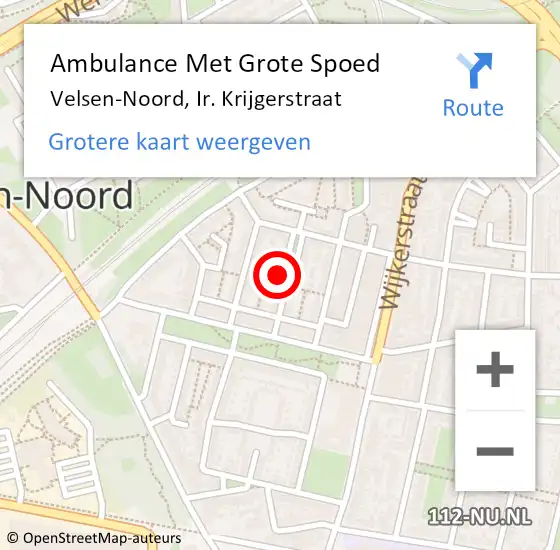 Locatie op kaart van de 112 melding: Ambulance Met Grote Spoed Naar Velsen-Noord, Ir. Krijgerstraat op 5 augustus 2022 07:25