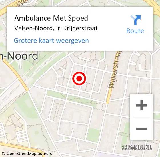 Locatie op kaart van de 112 melding: Ambulance Met Spoed Naar Velsen-Noord, Ir. Krijgerstraat op 5 augustus 2022 07:39