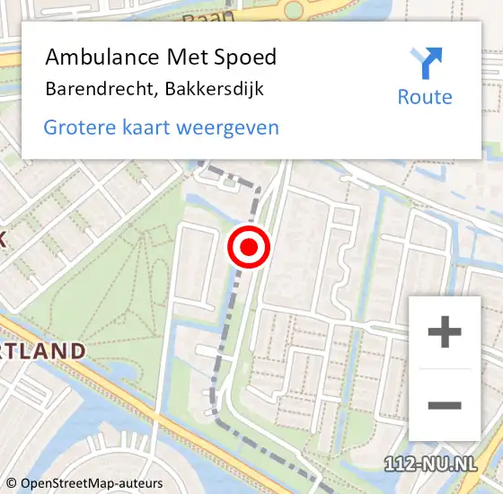 Locatie op kaart van de 112 melding: Ambulance Met Spoed Naar Barendrecht, Bakkersdijk op 5 augustus 2022 10:11