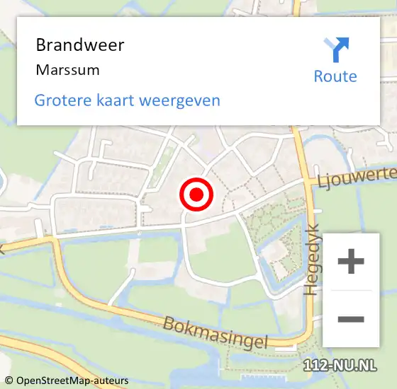 Locatie op kaart van de 112 melding: Brandweer Marssum op 5 augustus 2022 13:32