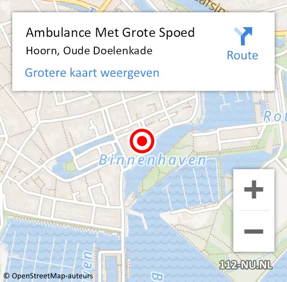 Locatie op kaart van de 112 melding: Ambulance Met Grote Spoed Naar Hoorn, Oude Doelenkade op 5 augustus 2022 13:53