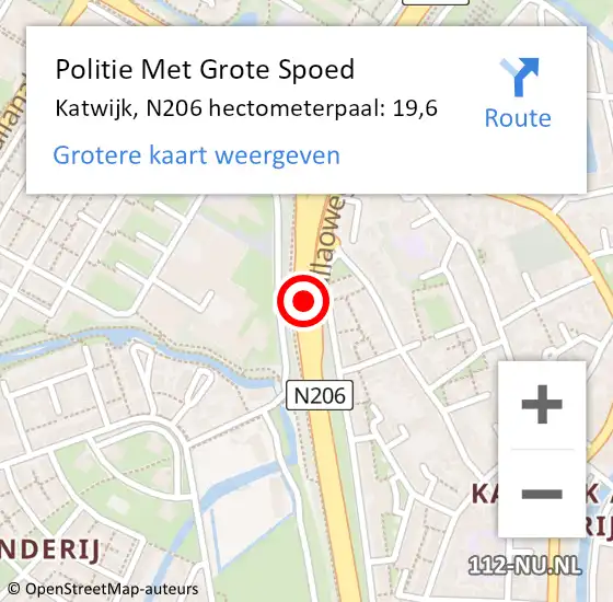Locatie op kaart van de 112 melding: Politie Met Grote Spoed Naar Katwijk, N206 hectometerpaal: 19,6 op 5 augustus 2022 15:32