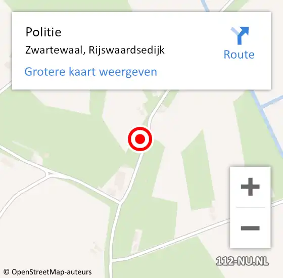 Locatie op kaart van de 112 melding: Politie Zwartewaal, Rijswaardsedijk op 5 augustus 2022 17:02
