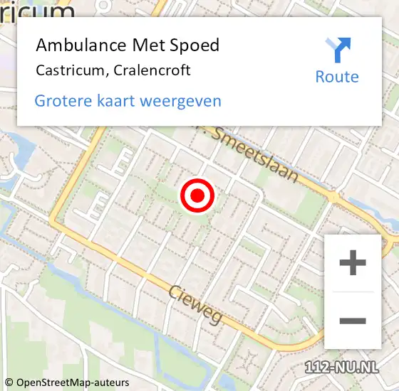 Locatie op kaart van de 112 melding: Ambulance Met Spoed Naar Castricum, Cralencroft op 5 augustus 2022 19:00