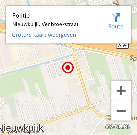 Locatie op kaart van de 112 melding: Politie Nieuwkuijk, Venbroekstraat op 5 augustus 2022 20:21