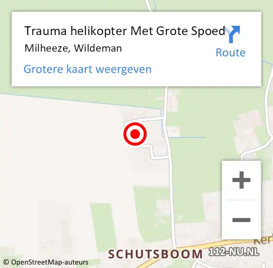 Locatie op kaart van de 112 melding: Trauma helikopter Met Grote Spoed Naar Milheeze, Wildeman op 5 augustus 2022 20:35