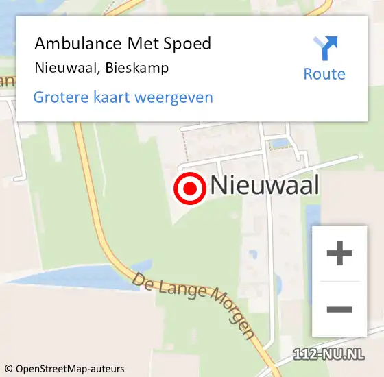Locatie op kaart van de 112 melding: Ambulance Met Spoed Naar Nieuwaal, Bieskamp op 6 augustus 2022 00:07