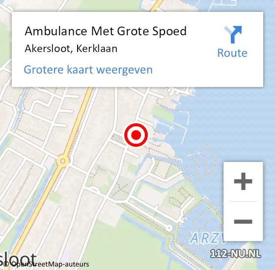 Locatie op kaart van de 112 melding: Ambulance Met Grote Spoed Naar Akersloot, Kerklaan op 6 augustus 2022 02:43