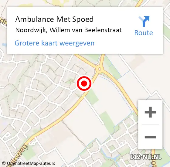 Locatie op kaart van de 112 melding: Ambulance Met Spoed Naar Noordwijk, Willem van Beelenstraat op 6 augustus 2022 03:23