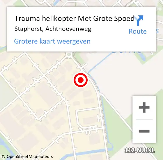 Locatie op kaart van de 112 melding: Trauma helikopter Met Grote Spoed Naar Staphorst, Achthoevenweg op 6 augustus 2022 05:03