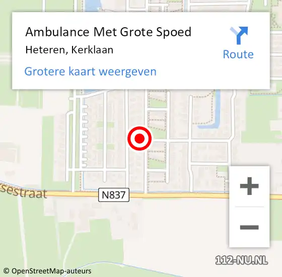 Locatie op kaart van de 112 melding: Ambulance Met Grote Spoed Naar Heteren, Kerklaan op 6 augustus 2022 11:07