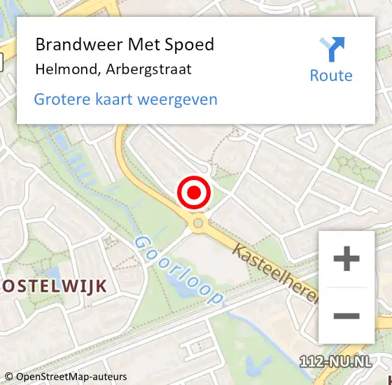 Locatie op kaart van de 112 melding: Brandweer Met Spoed Naar Helmond, Arbergstraat op 6 augustus 2022 14:52