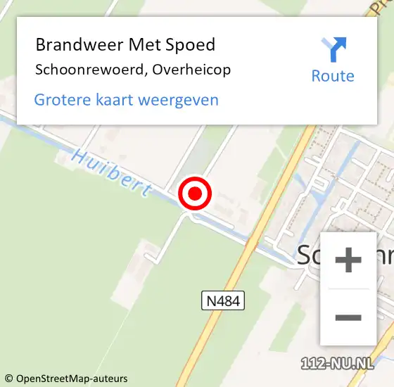 Locatie op kaart van de 112 melding: Brandweer Met Spoed Naar Schoonrewoerd, Overheicop op 6 augustus 2022 16:06