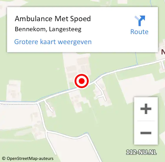 Locatie op kaart van de 112 melding: Ambulance Met Spoed Naar Bennekom, Langesteeg op 6 augustus 2022 16:21