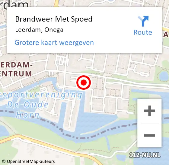 Locatie op kaart van de 112 melding: Brandweer Met Spoed Naar Leerdam, Onega op 6 augustus 2022 16:46