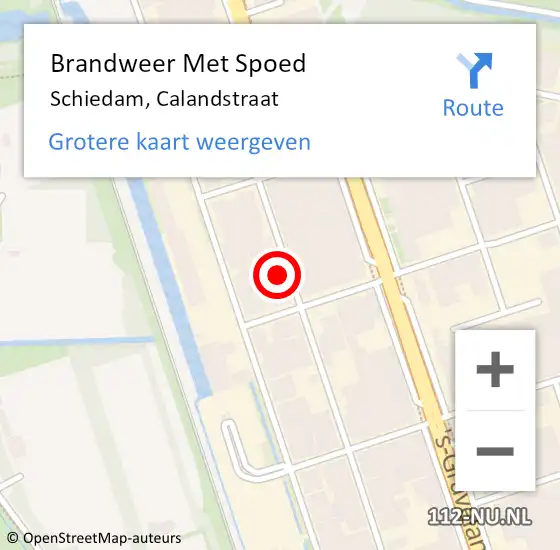 Locatie op kaart van de 112 melding: Brandweer Met Spoed Naar Schiedam, Calandstraat op 6 augustus 2022 17:09
